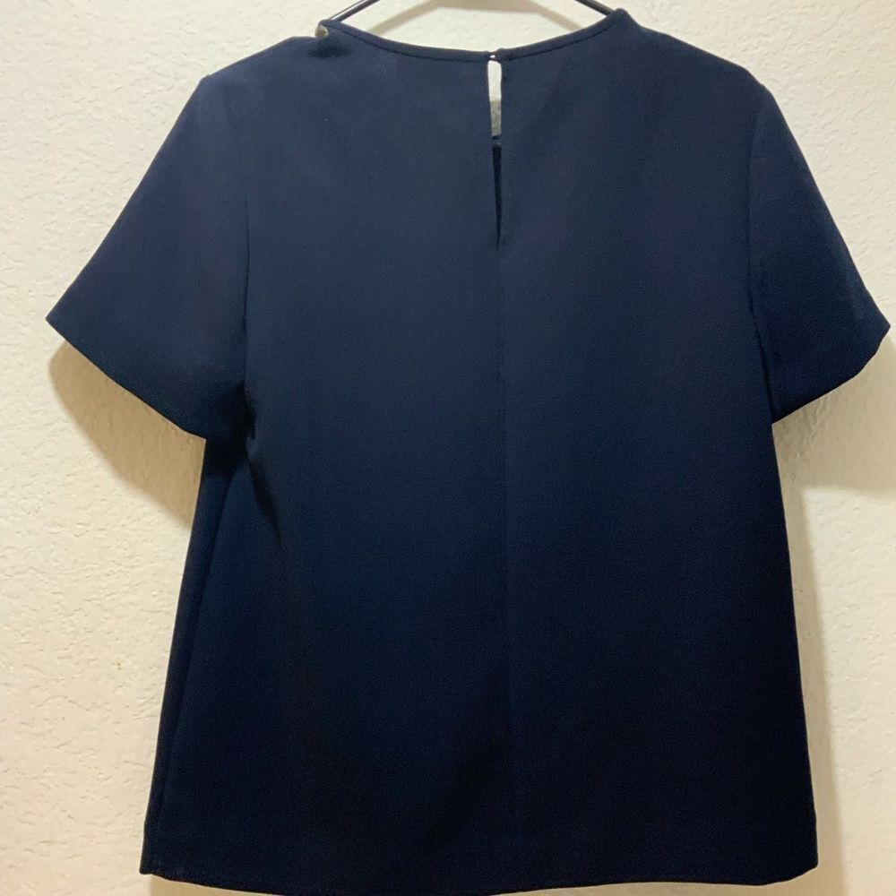 Kate Spade Live Colorfully Blue Top w Embellished Jeweled Neckline size 8 - Picture 6 of 7